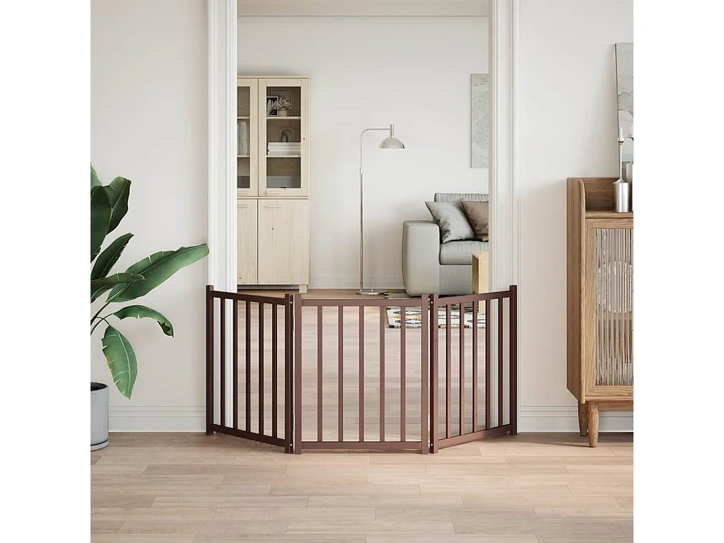 Barrière pour chien pliable 3 panneaux 150 cm bois sapin massif