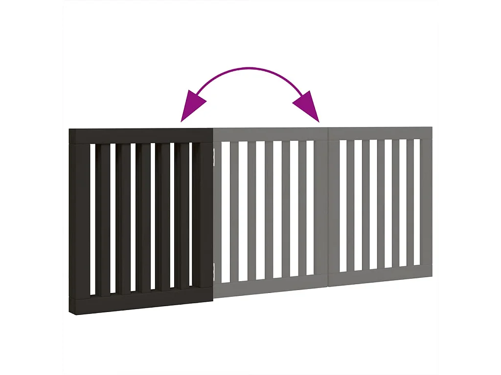 Puerta para perros plegable 3 paneles madera álamo negra 150 cm