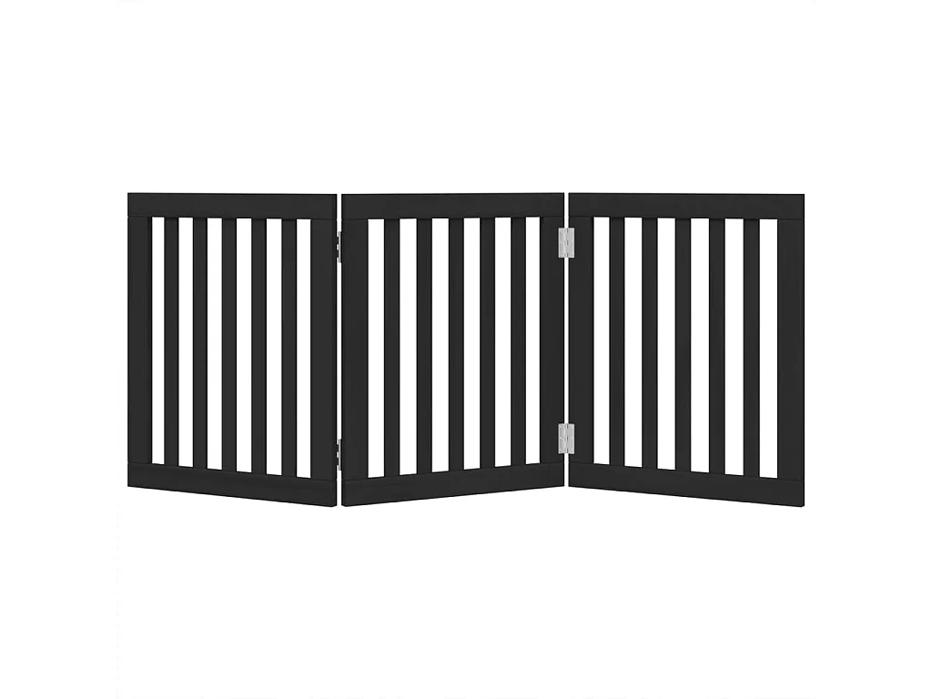 Barrière pour chien pliable 3 panneaux noir bois de peuplier