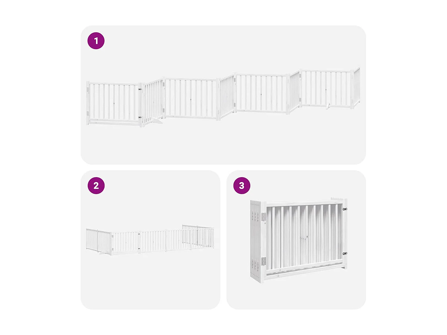 Barrière pour chien porte pliable 8 panneaux blanc bois peuplier