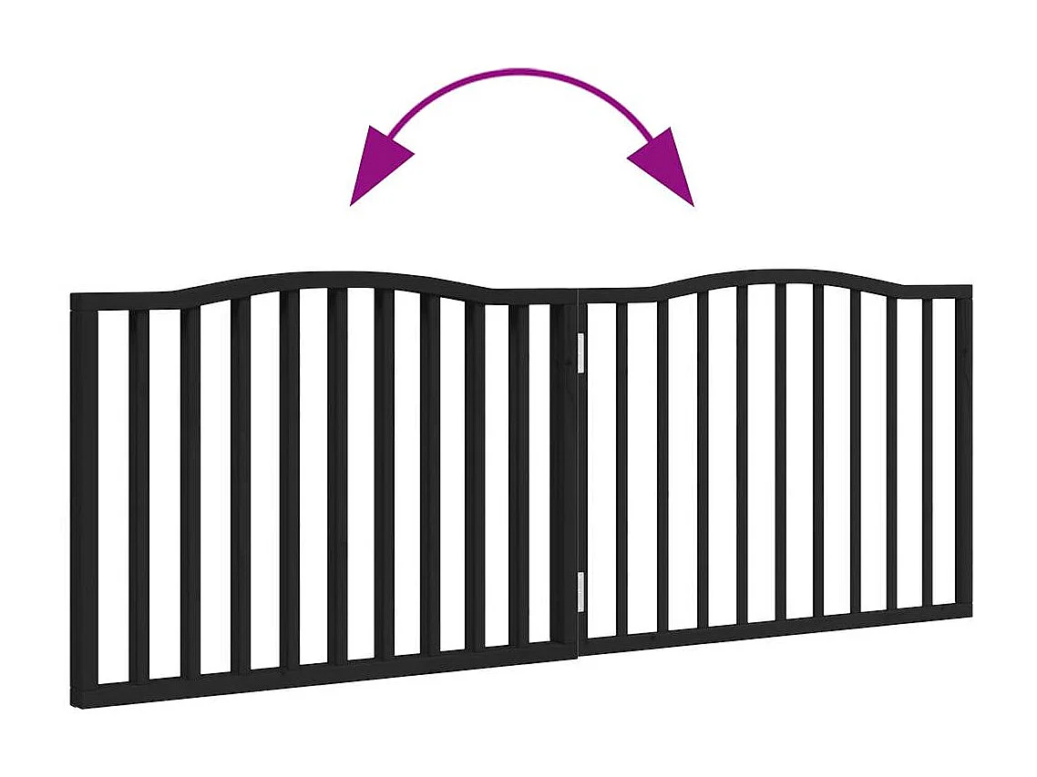 Barrière pour chien pliable 2 panneaux noir bois de peuplier
