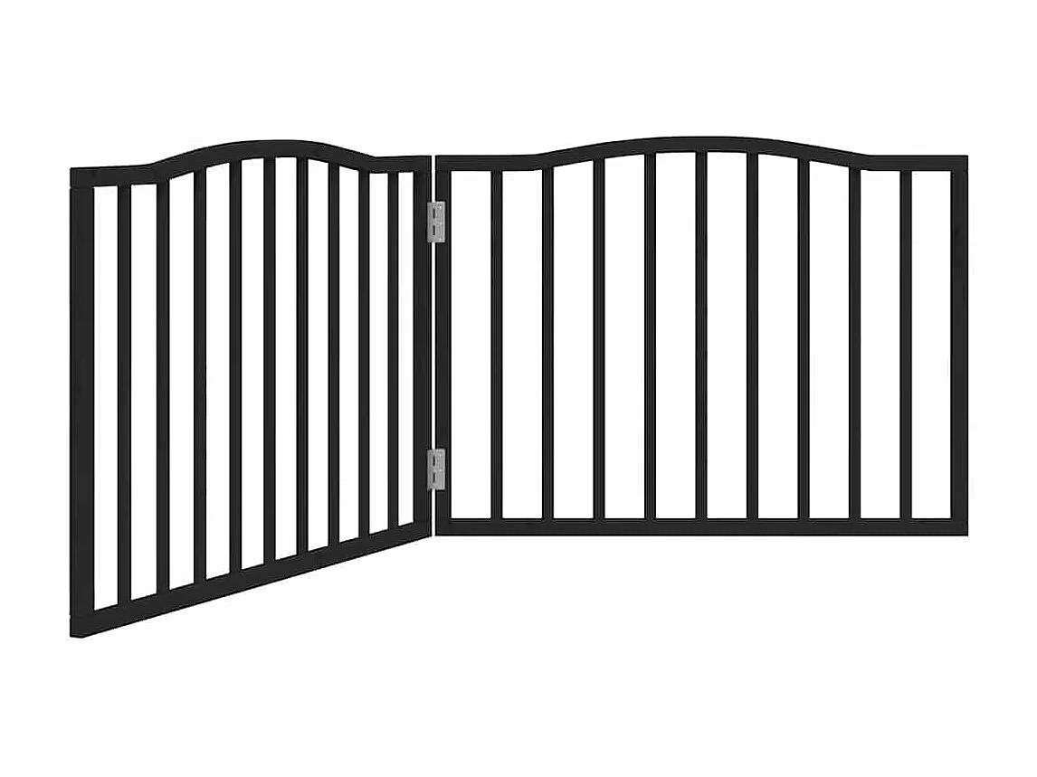 Barrière pour chien pliable 2 panneaux noir bois de peuplier