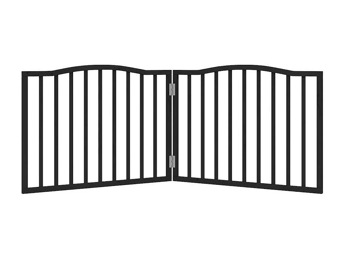 Barrière pour chien pliable 2 panneaux noir bois de peuplier