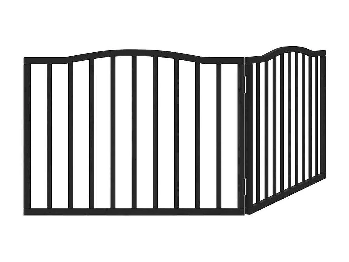 Barrière pour chien pliable 2 panneaux noir bois de peuplier