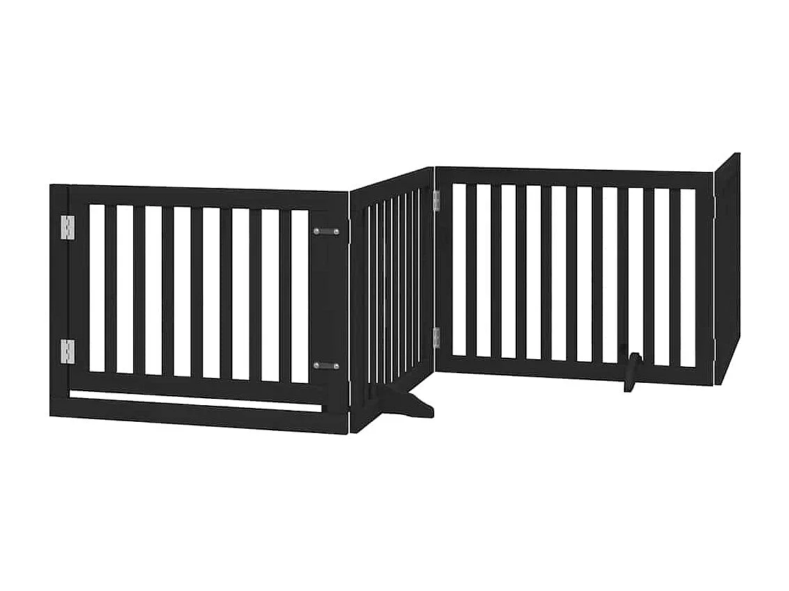 Barrière pour chien porte pliable 10 panneaux noir bois peuplier