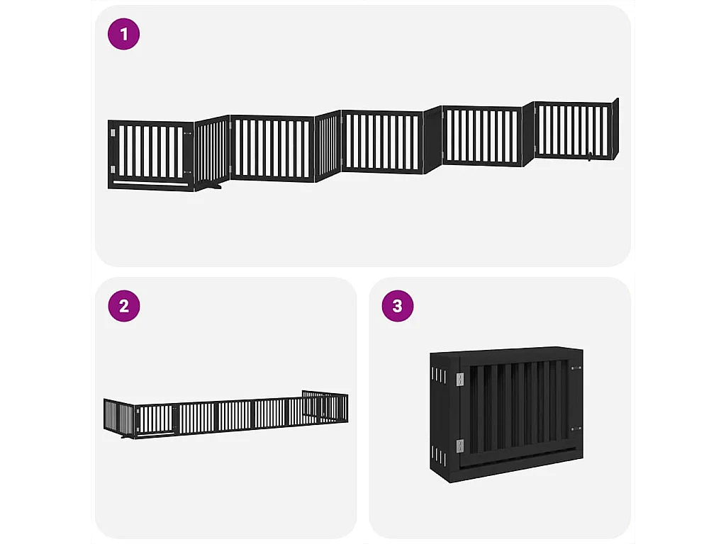 Barrière pour chien porte pliable 10 panneaux noir bois peuplier