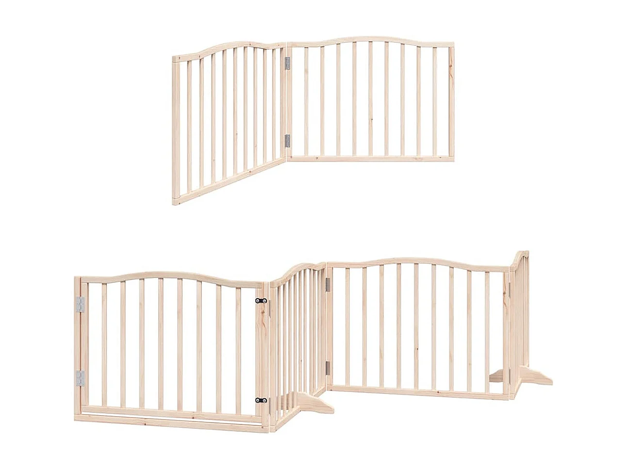 Puerta para perros plegable 8 paneles madera de álamo 640 cm