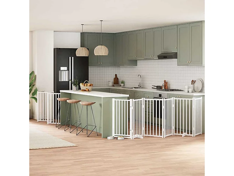 Portão para cães com porta dobrável 15 painéis 750cm álamo branco