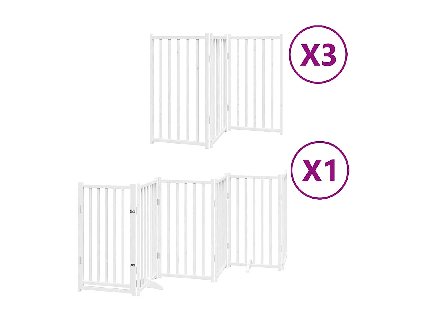 Portão para cães com porta dobrável 15 painéis 750cm álamo branco