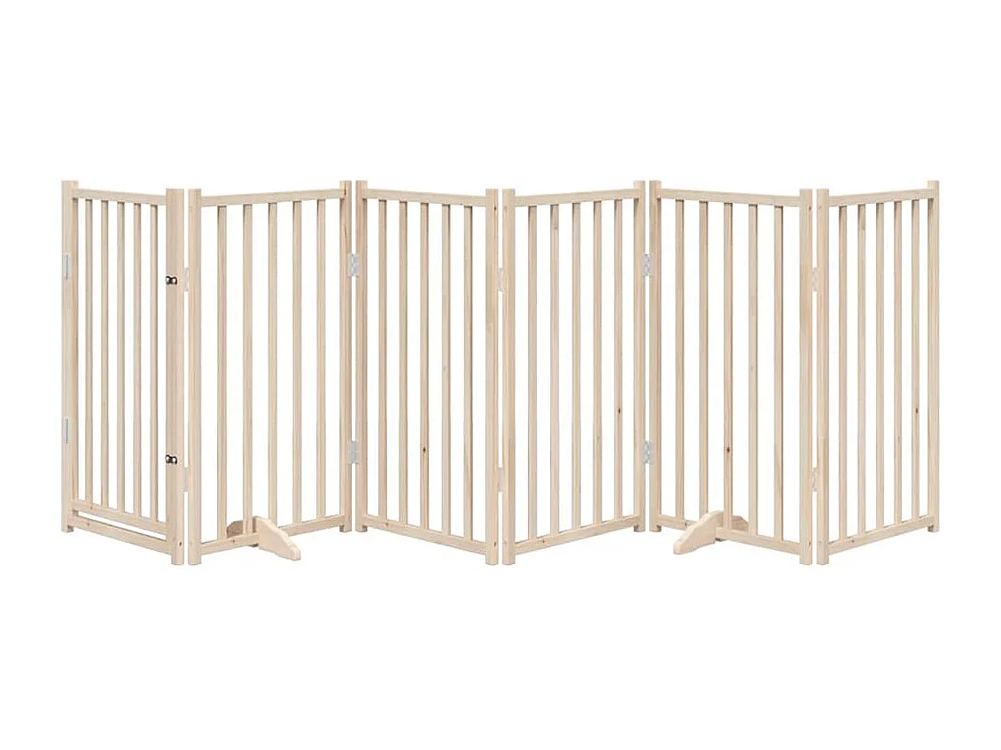 Portão para cães com porta dobrável 6 painéis 300 cm abeto maciço