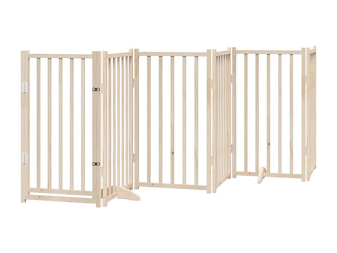 Portão para cães com porta dobrável 6 painéis 300 cm abeto maciço