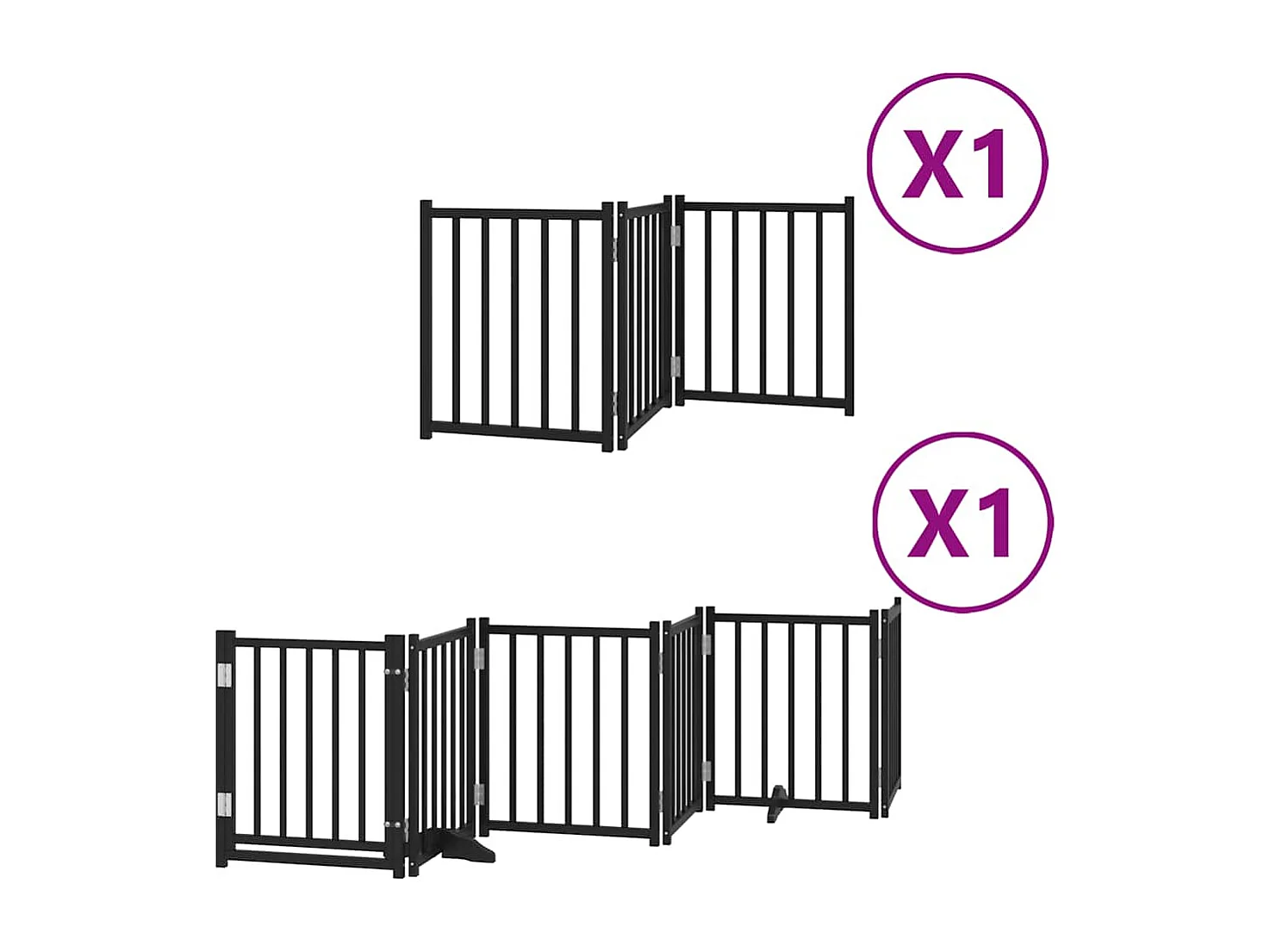 Barrière pour chien porte pliable 9 panneaux noir bois peuplier