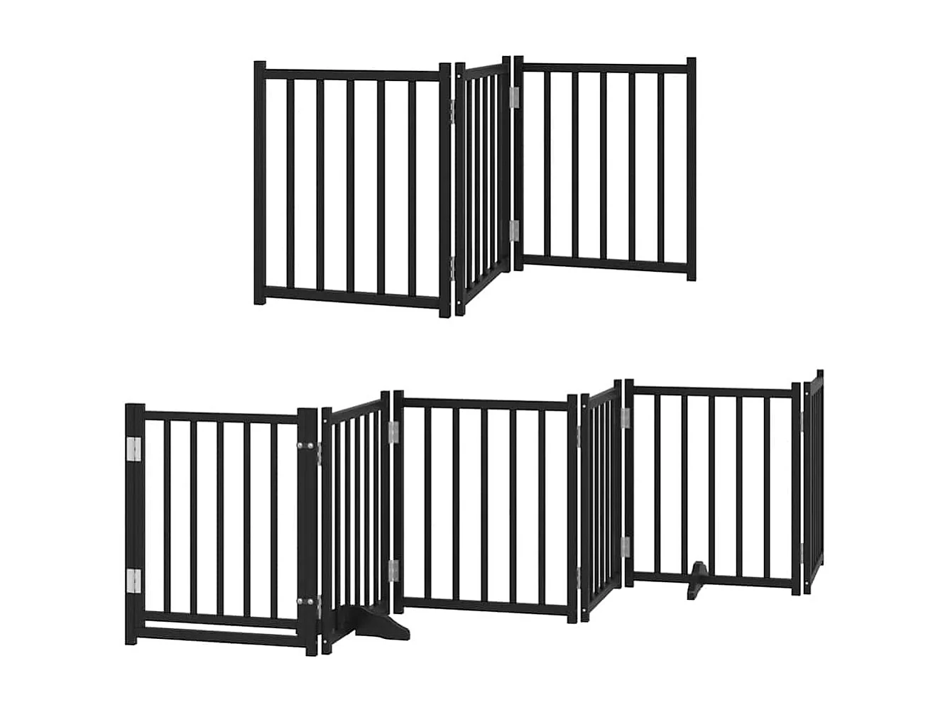 Barrière pour chien porte pliable 9 panneaux noir bois peuplier