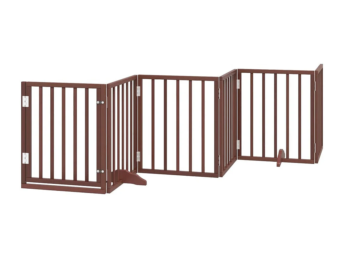 Puerta para perros plegable 6 paneles madera álamo marrón 300cm