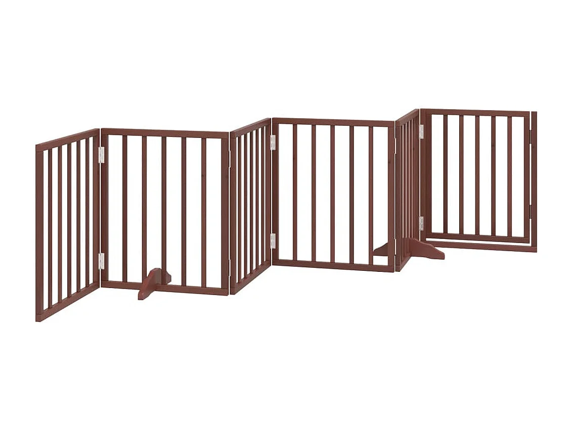 Puerta para perros plegable 6 paneles madera álamo marrón 300cm