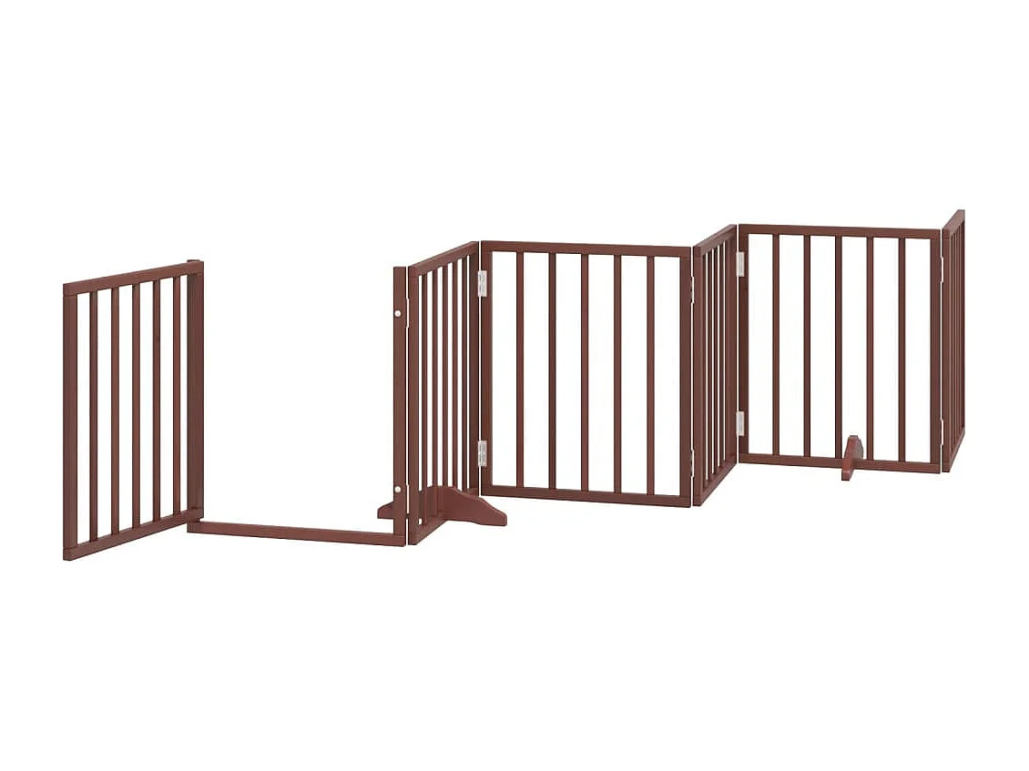 Barrière pour chiens avec porte 6 panneaux bois de peuplier