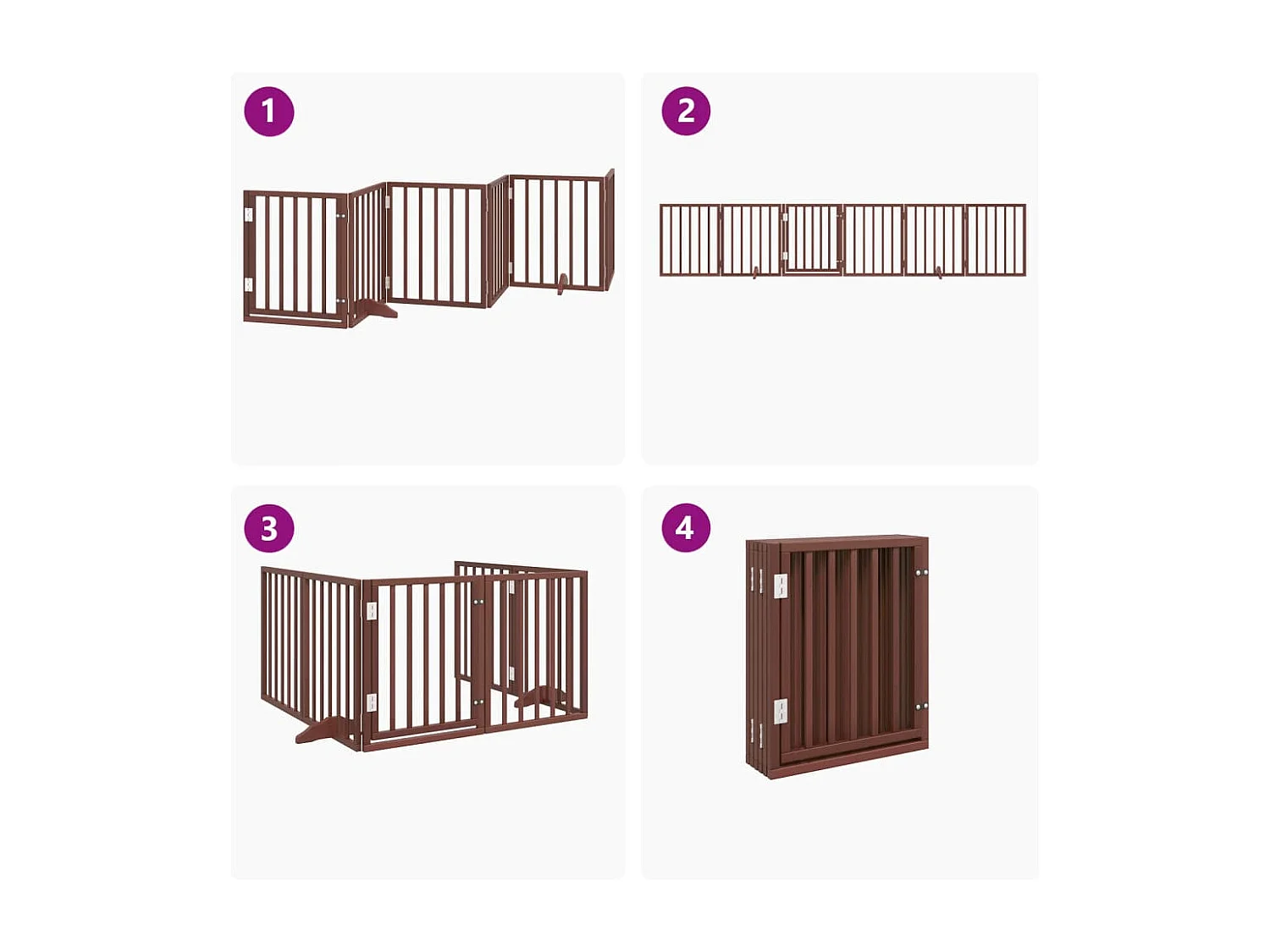 Barrière pour chiens avec porte 6 panneaux bois de peuplier