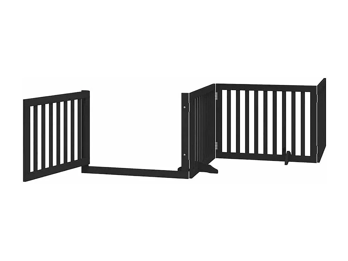 Puerta de perros plegable 12 paneles madera álamo negra 960 cm
