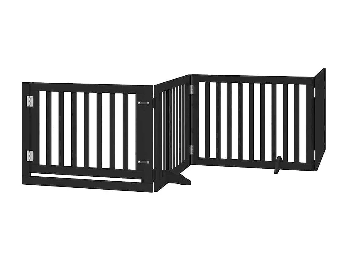 Barrière pour chien porte pliable 12 panneaux noir bois peuplier