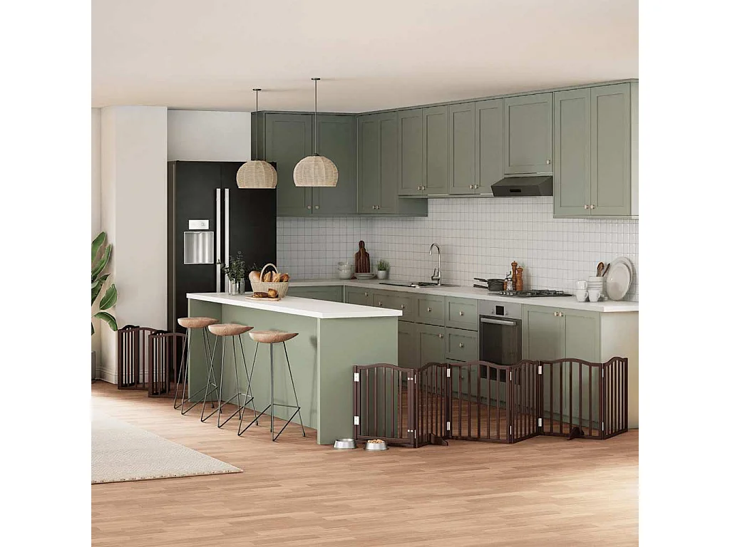 Portão cães com porta dobrável 12 painéis 600 cm álamo castanho