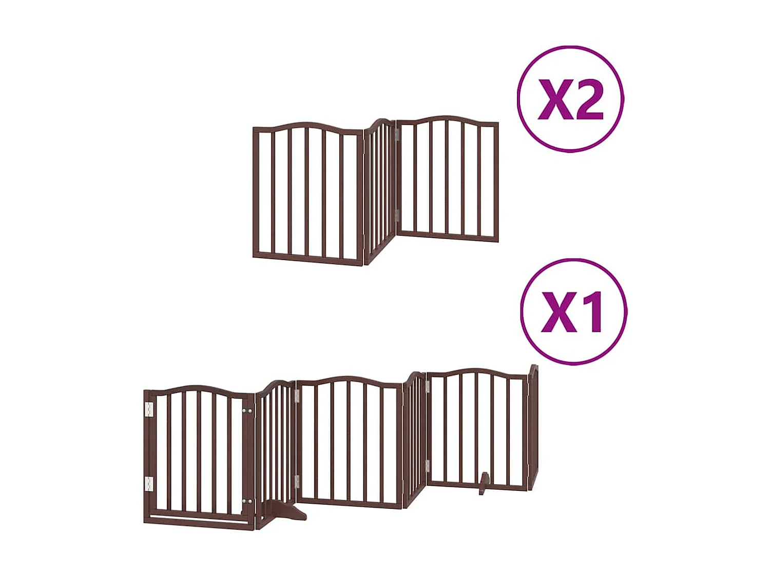 Barrière pour chien porte pliable 12 panneaux bois de peuplier