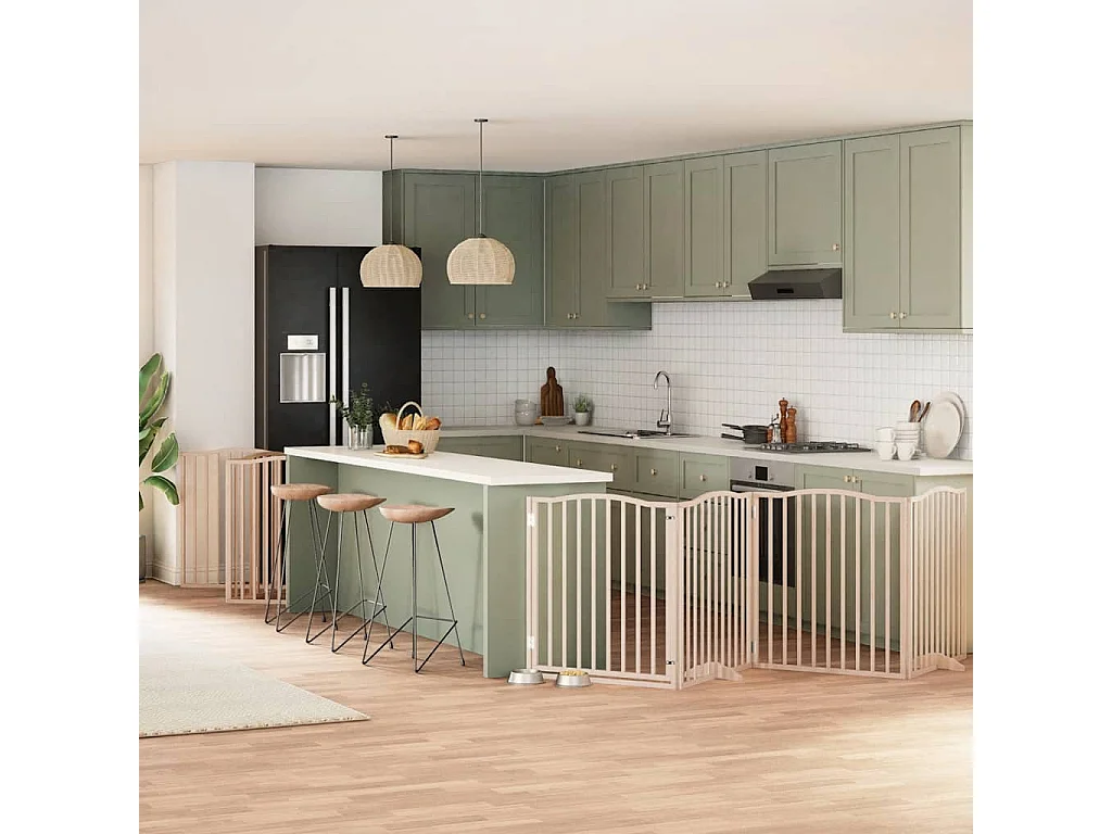 Portão para cães com porta dobrável 12 painéis 960 cm álamo