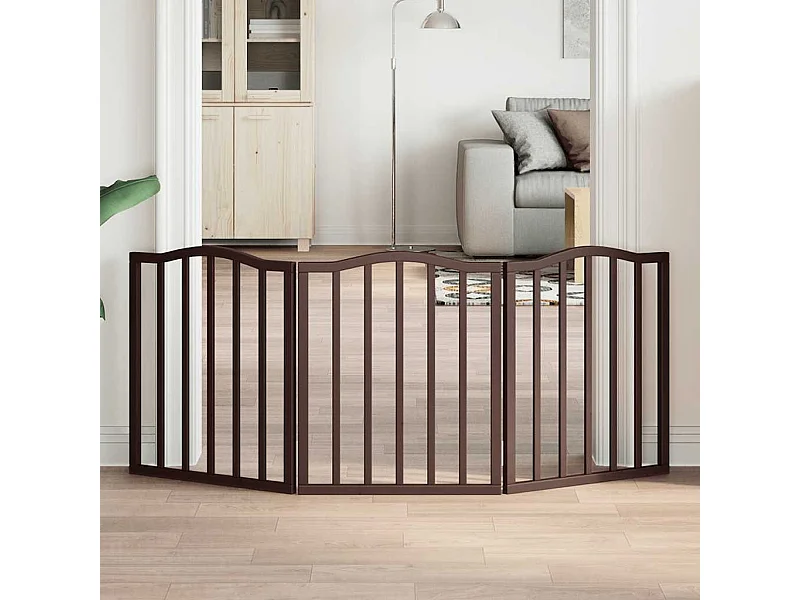 Puerta para perros plegable 3 paneles álamo marrón roble 150 cm