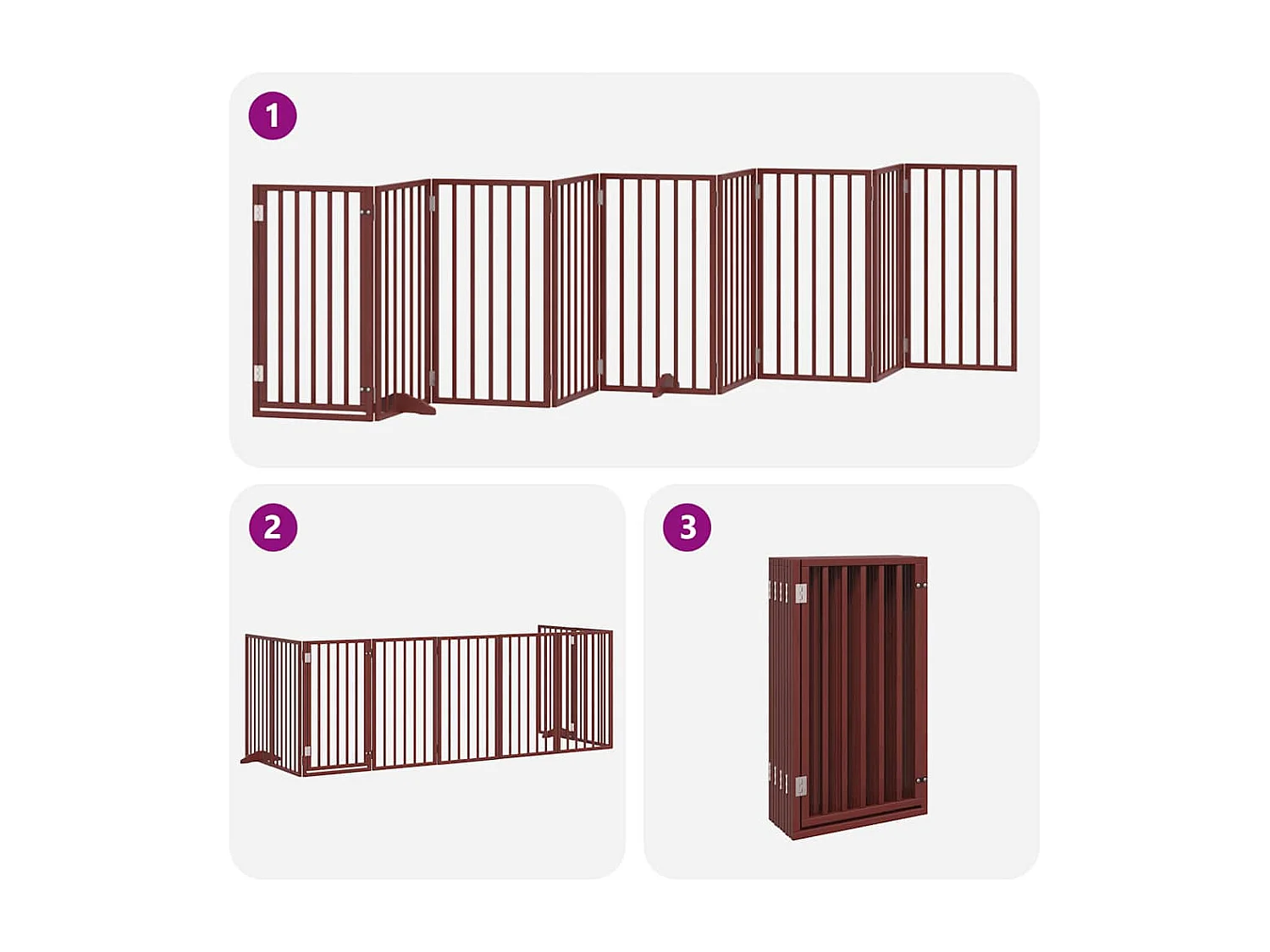 Barrière pour chien porte pliable 9 panneaux bois de peuplier