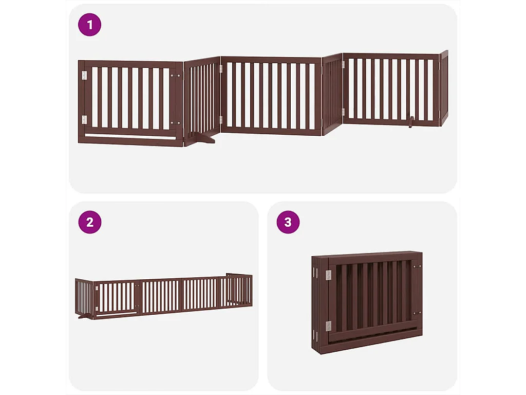 Puerta de perros plegable 6 paneles madera álamo marrón 480 cm