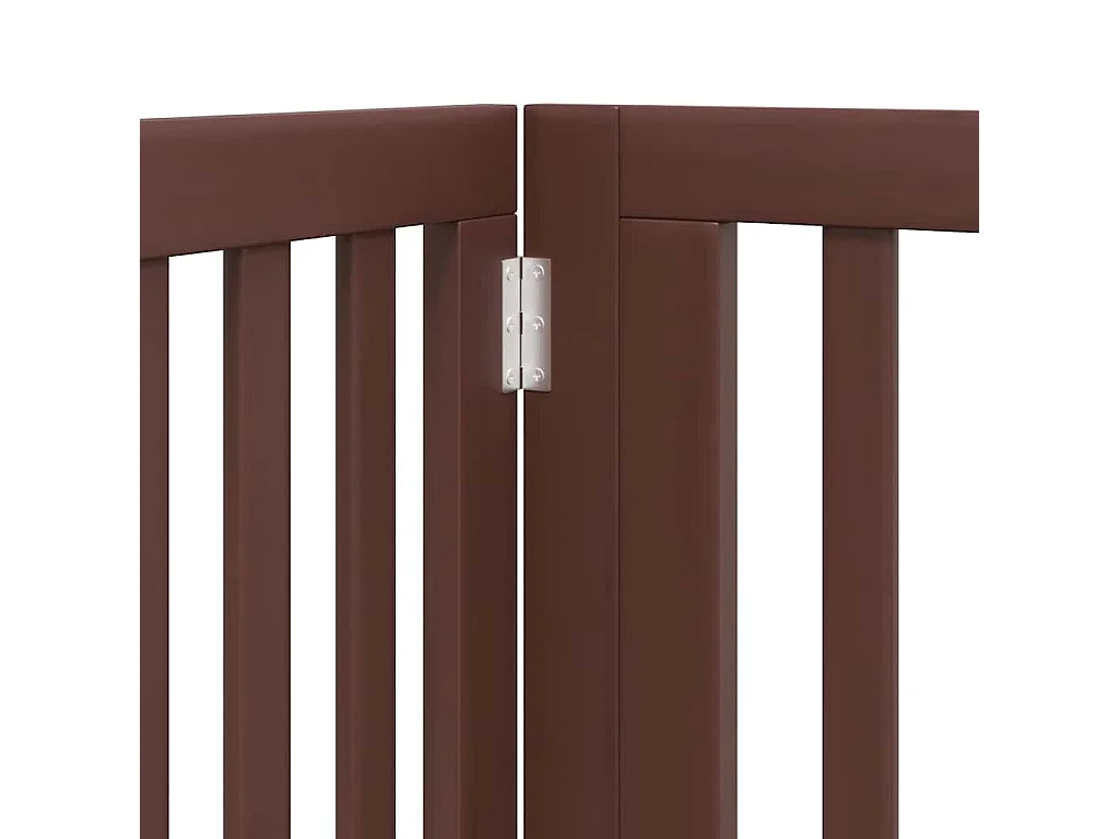 Puerta de perros plegable 6 paneles madera álamo marrón 480 cm