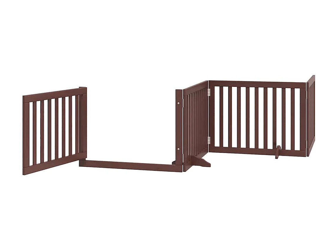 Barrière pour chien avec porte pliable 6 panneaux bois peuplier