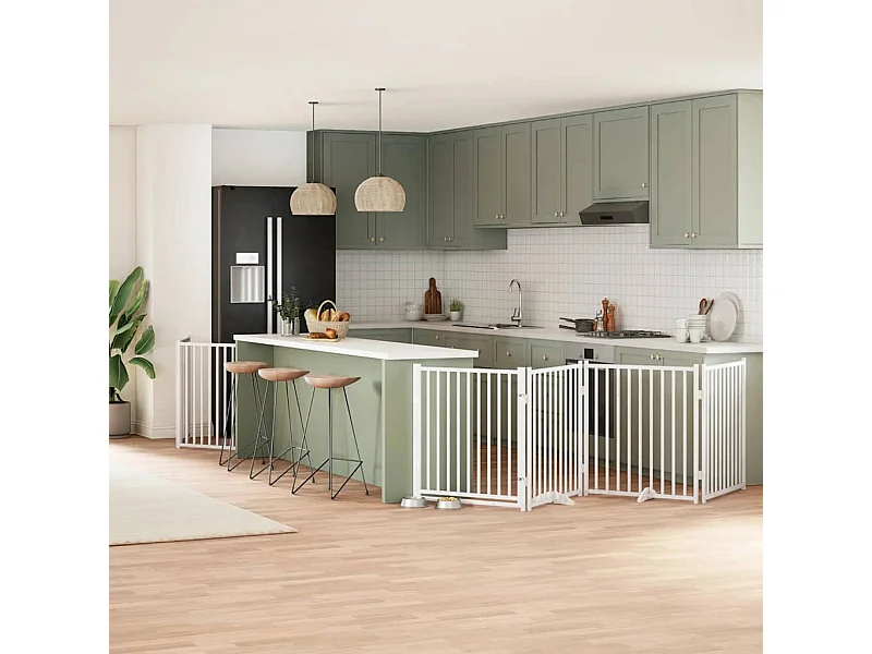 Portão para cães com porta dobrável 12 painéis 960cm álamo branco