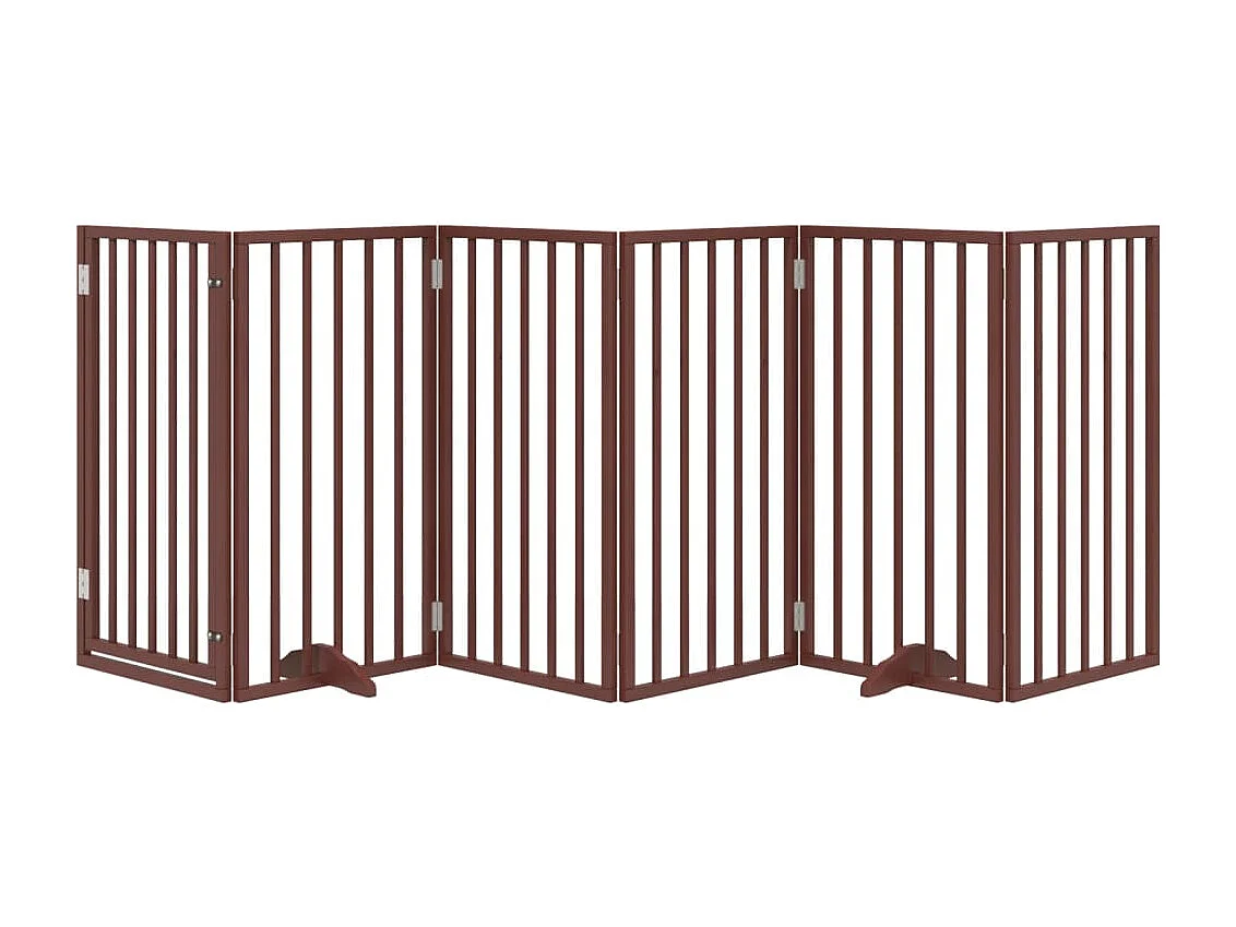 Portão para cães com porta dobrável 6 painéis 300cm álamo castanho