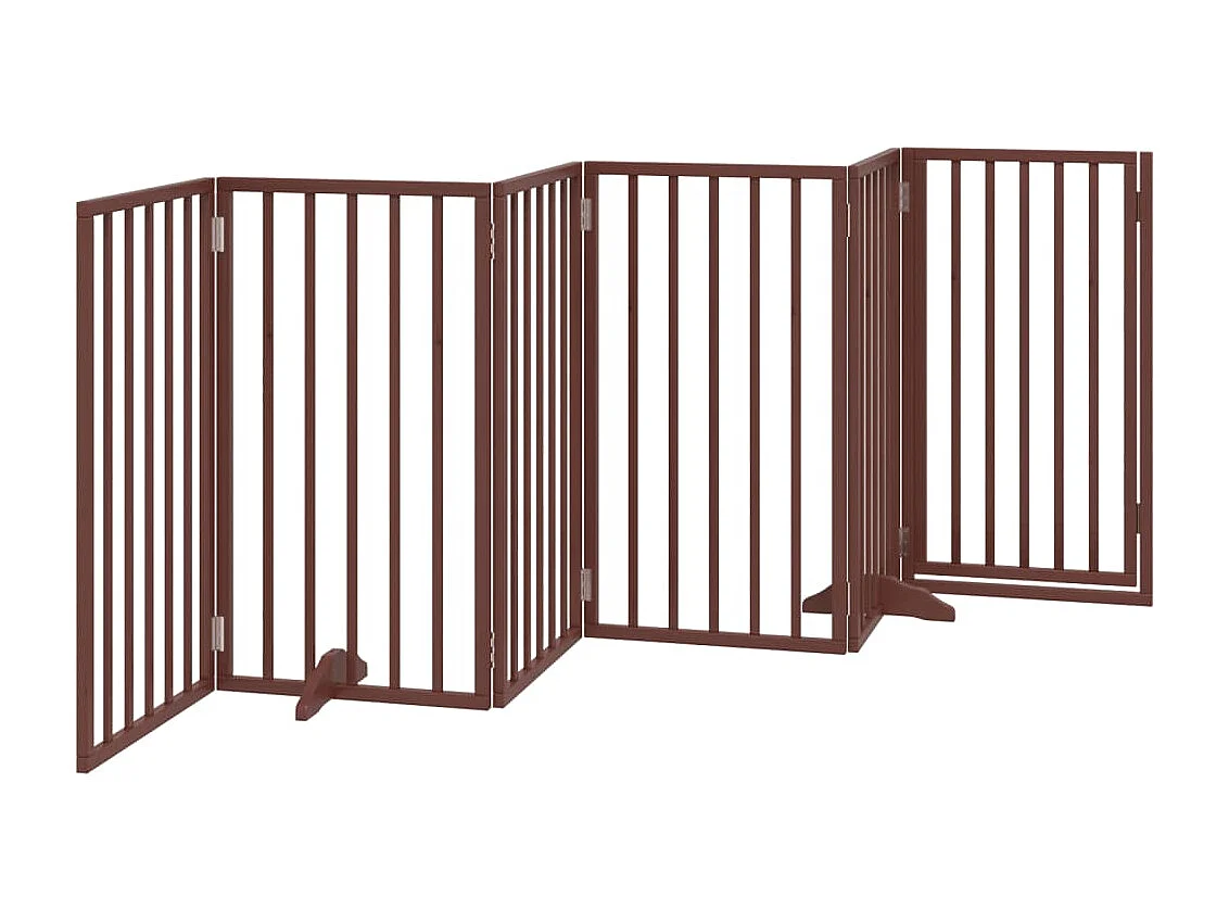 Portão para cães com porta dobrável 6 painéis 300cm álamo castanho