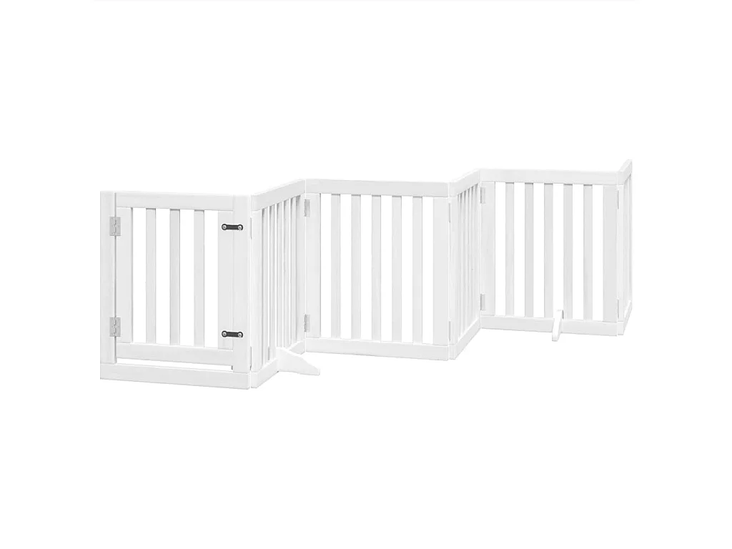 Barrière pour chiens et porte 6 panneaux blanc bois de peuplier