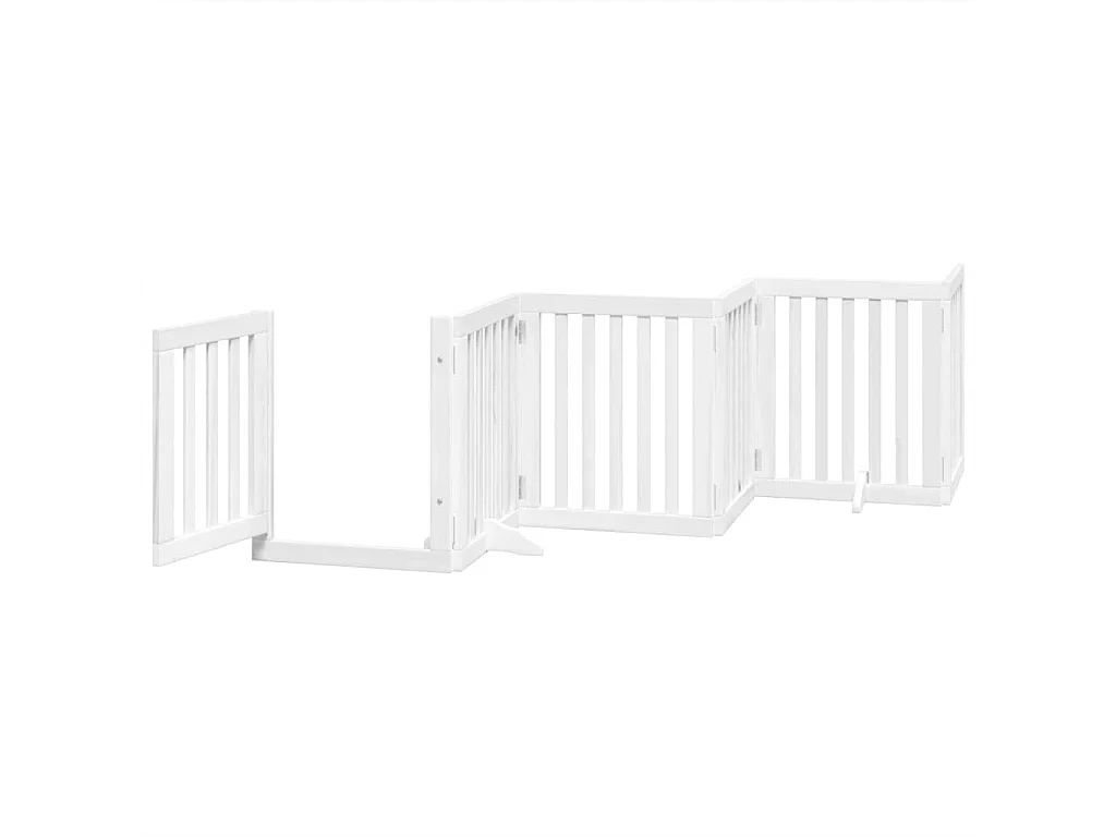 Barrière pour chiens et porte 6 panneaux blanc bois de peuplier