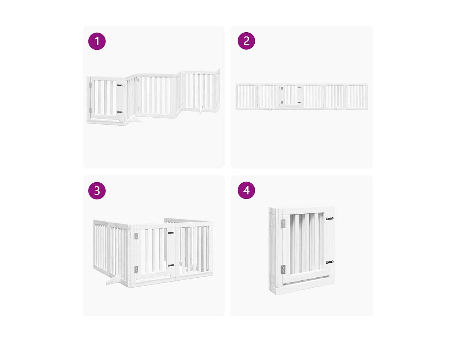 Barrière pour chiens et porte 6 panneaux blanc bois de peuplier