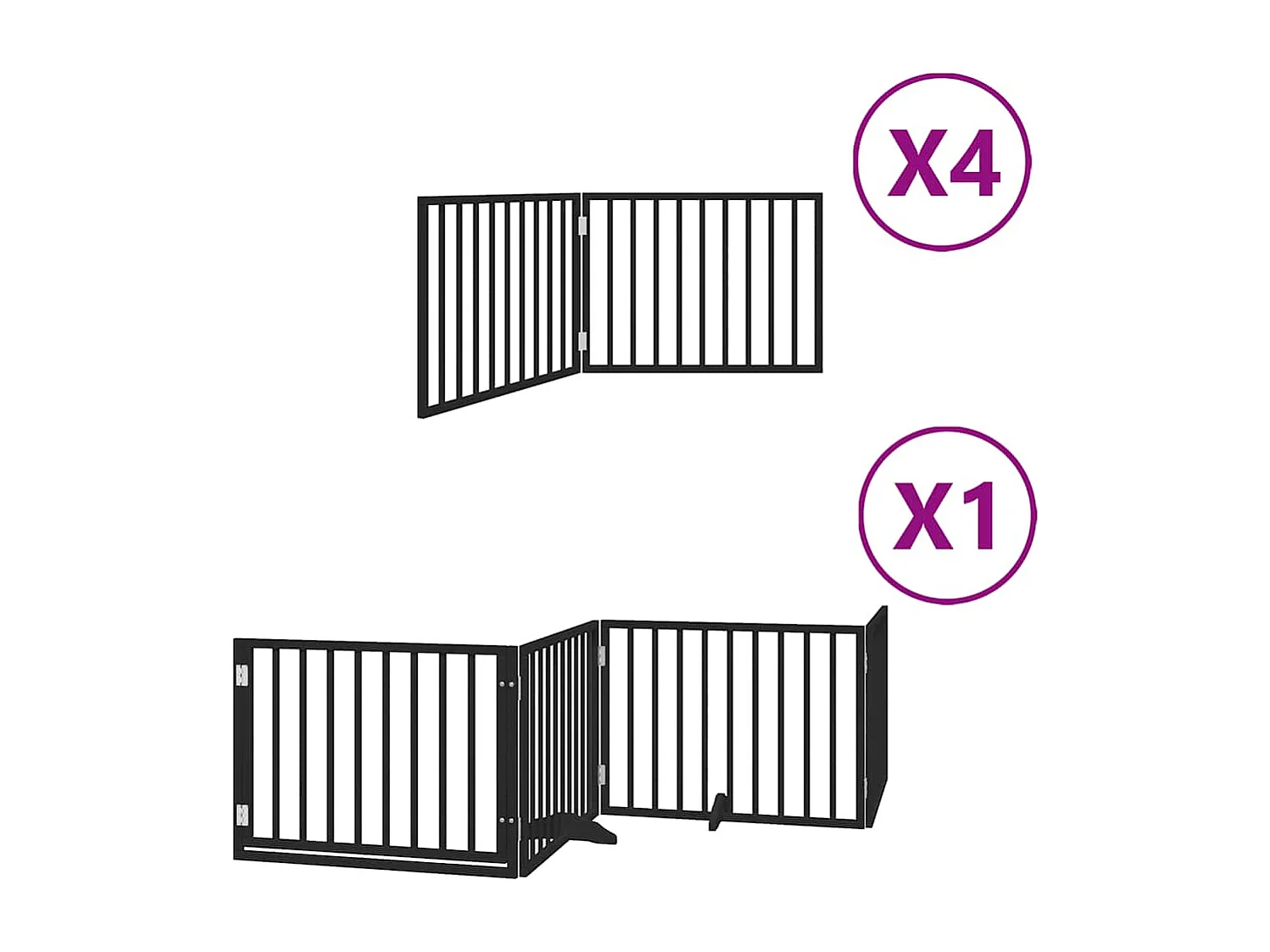 Portão para cães com porta dobrável 12 painéis 960 cm álamo preto