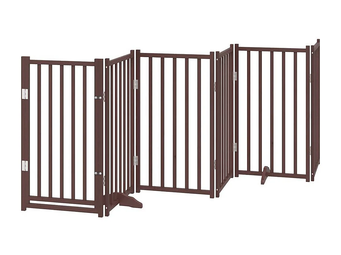 Puerta de perros plegable 6 paneles madera abeto marrón 300 cm