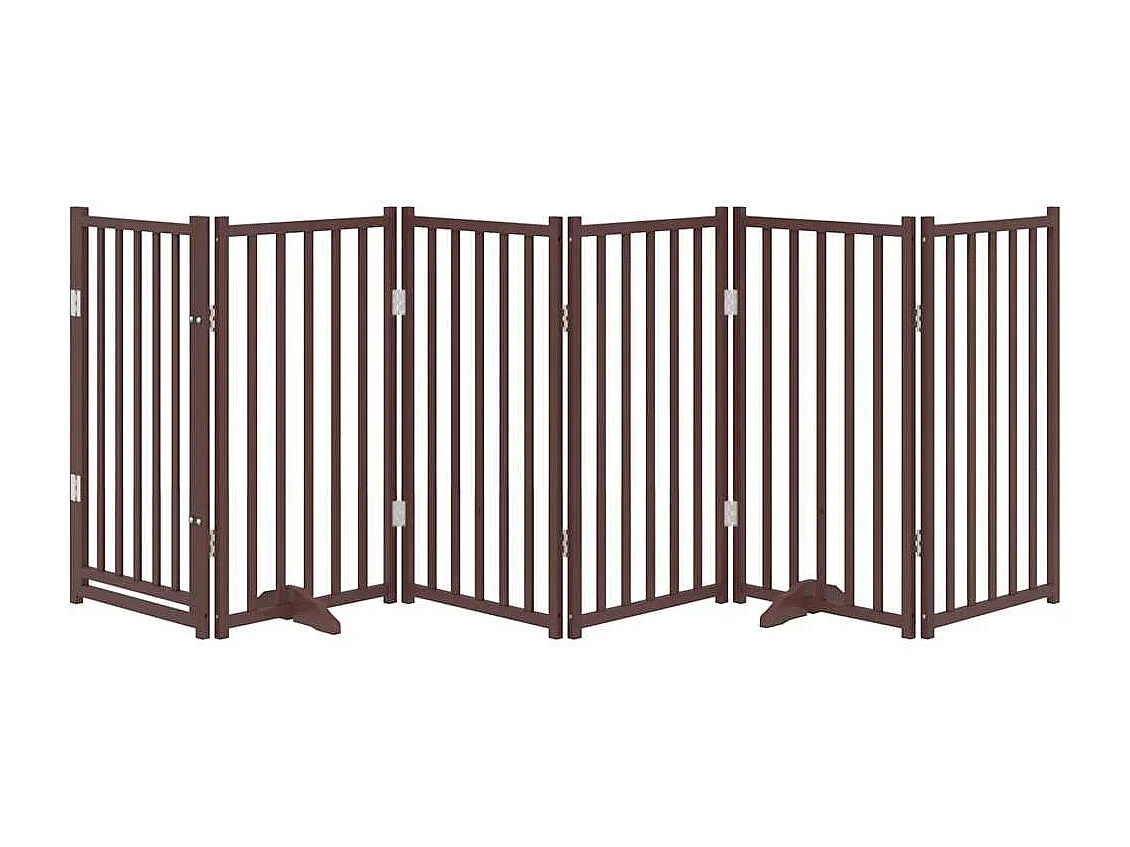 Puerta de perros plegable 6 paneles madera abeto marrón 300 cm