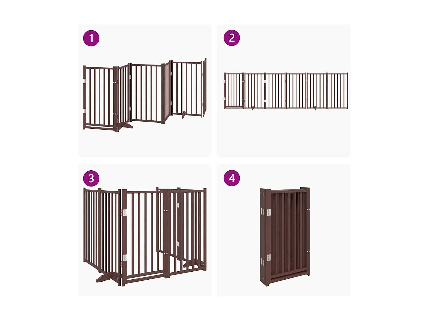 Barrière pour chiens avec porte 6 panneaux bois de sapin massif