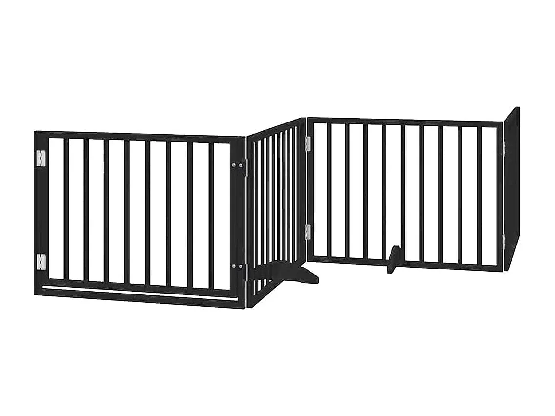 Puerta para perros plegable 6 paneles madera álamo negra 480 cm