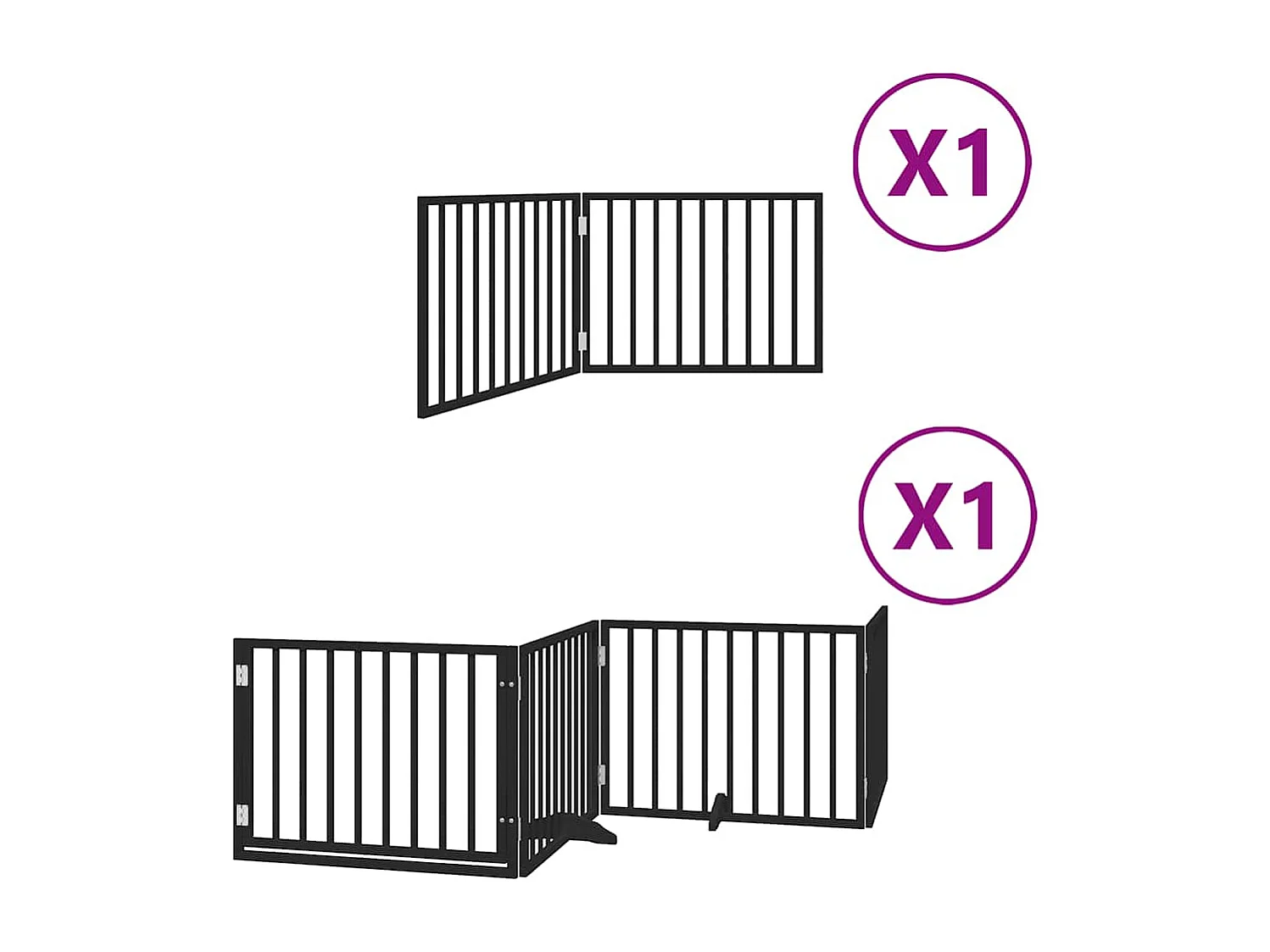 Barrière pour chien porte pliable 6 panneaux noir bois peuplier