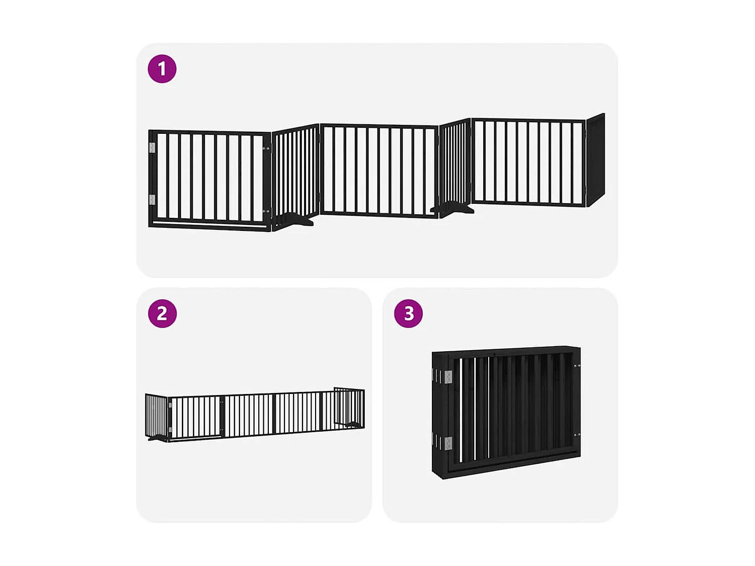 Barrière pour chien porte pliable 6 panneaux noir bois peuplier
