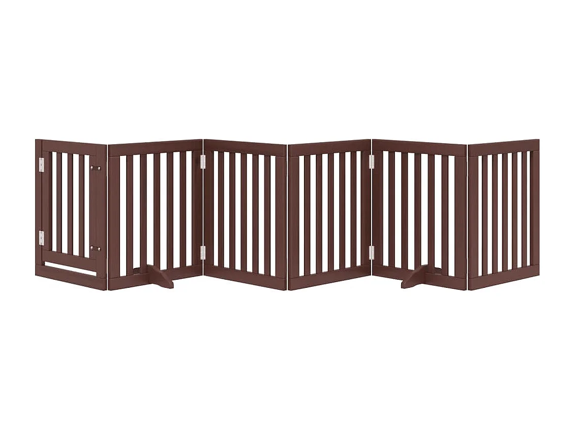 Barrière pour chiens avec porte 6 panneaux bois de peuplier