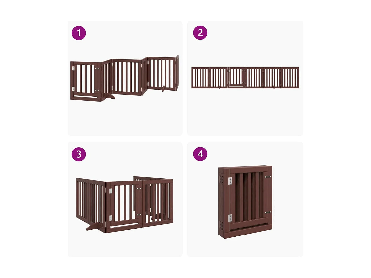 Barrière pour chiens avec porte 6 panneaux bois de peuplier