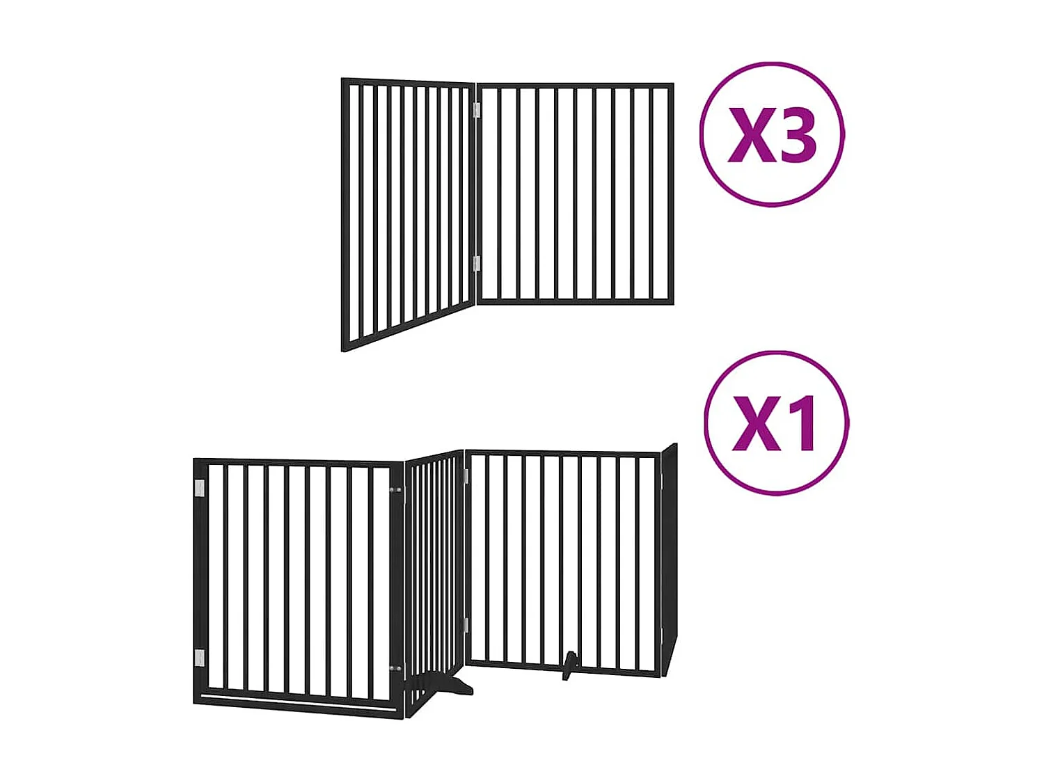 Barrière pour chien porte pliable 10 panneaux noir bois peuplier