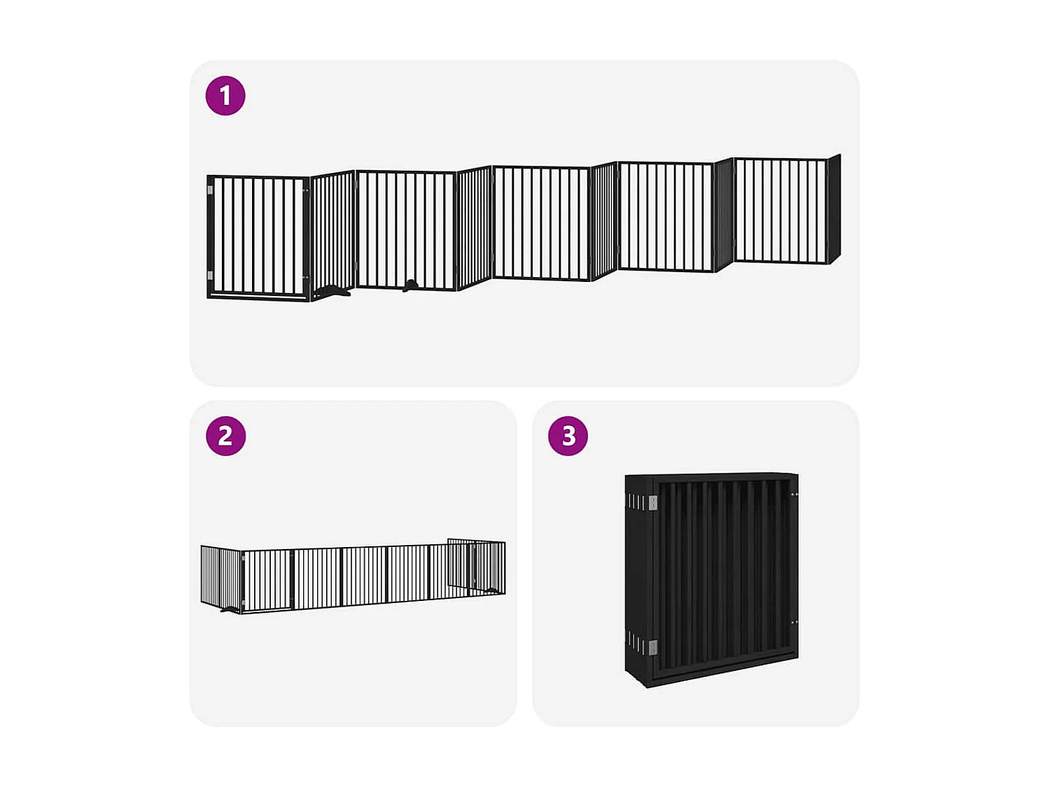 Barrière pour chien porte pliable 10 panneaux noir bois peuplier