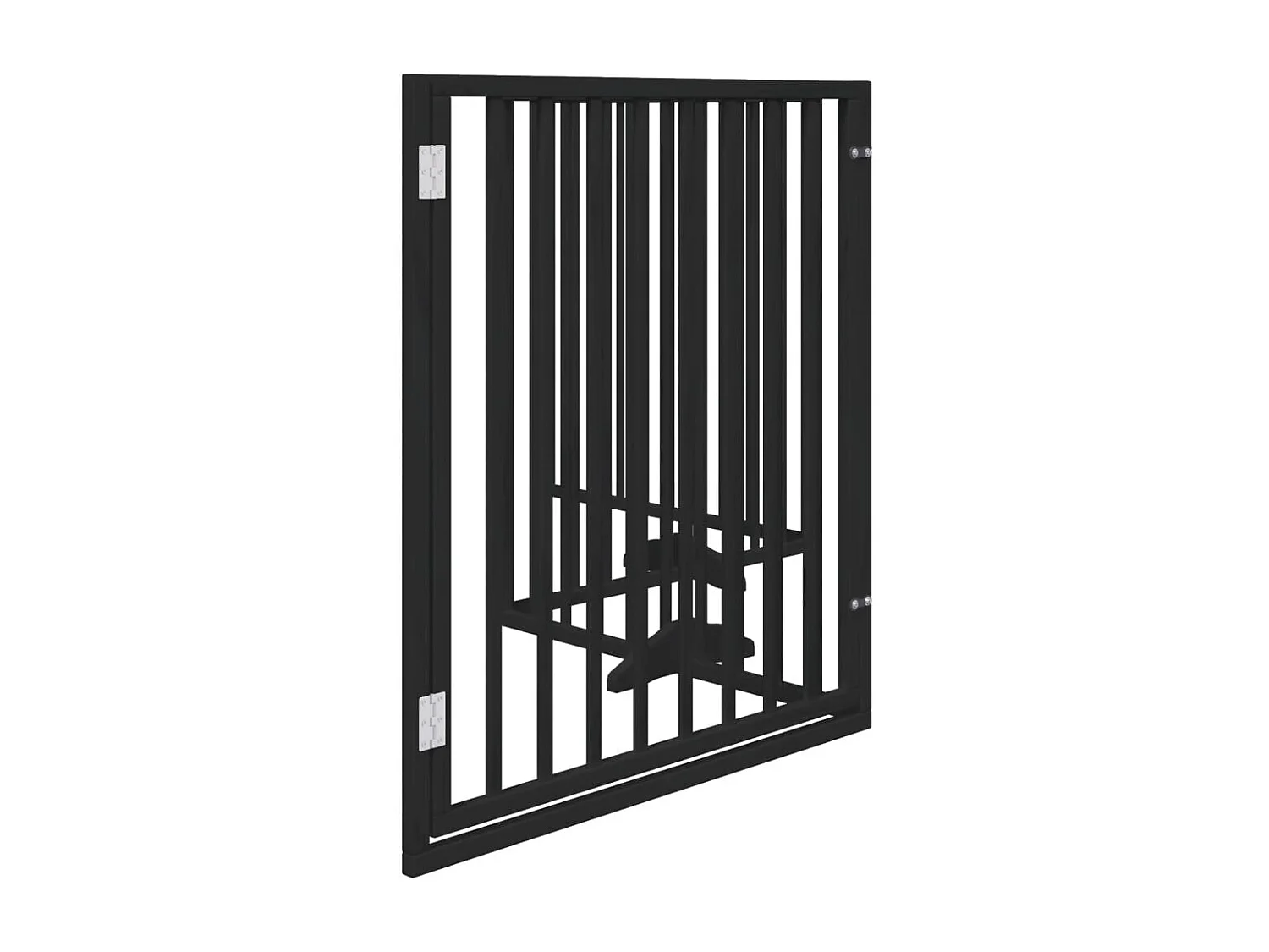 Barrière pour chiens et porte 4 panneaux noir bois de peuplier