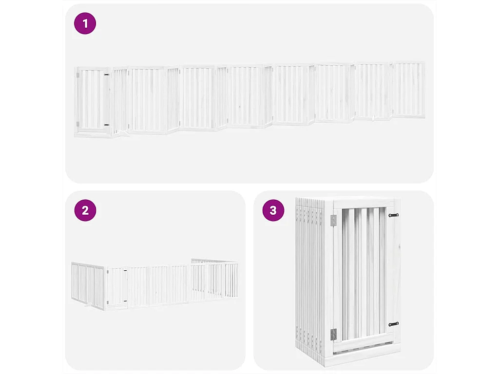 Puerta de perros plegable 15 paneles madera álamo blanca 750 cm